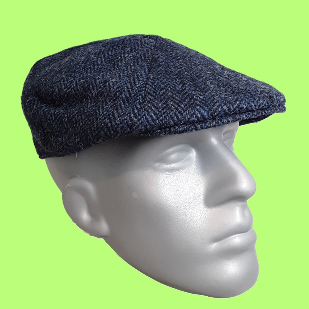 PEAKY BLINDERS Hartside Harris Tweed® Arran 8pc Cap HS15 BLUE-BLACK - PICK SIZE